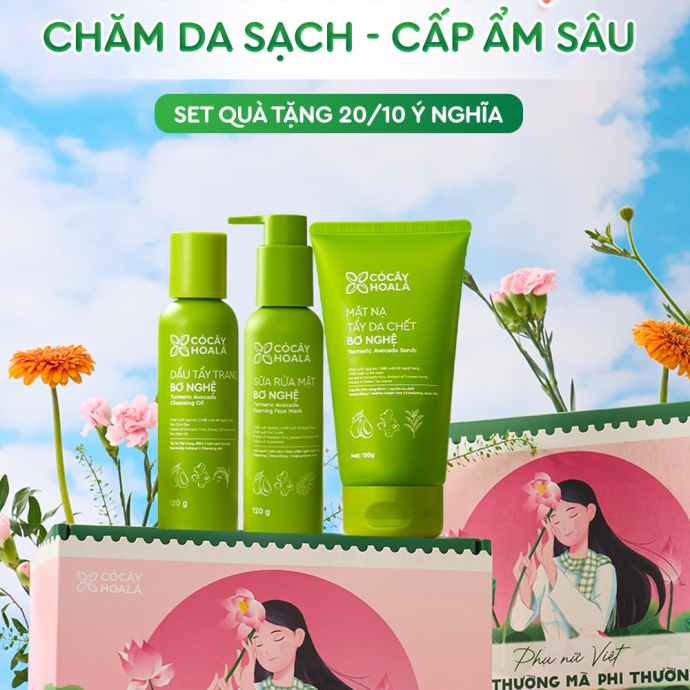 Combo Làm Sạch Dịu nhẹ Bơ Nghệ (3 món)