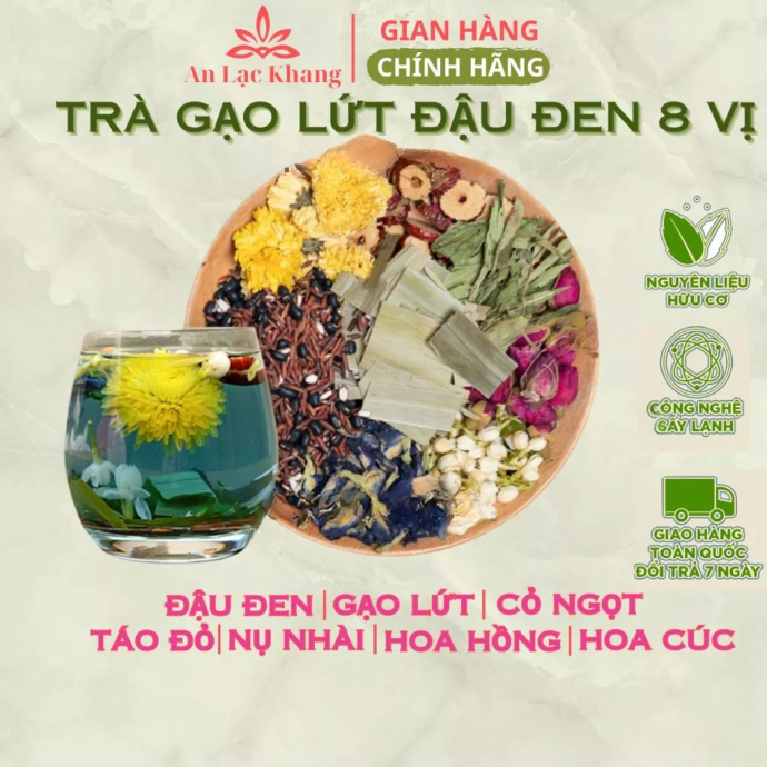 Trà Gạo Lứt Đậu Đen Xanh Lòng 8 Vị (Hộp 30 gói)